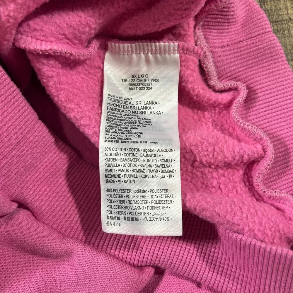 Nike Pink Swoosh Fleece Sweatshirt Kids 6X Large Logo Pullover Sportswear